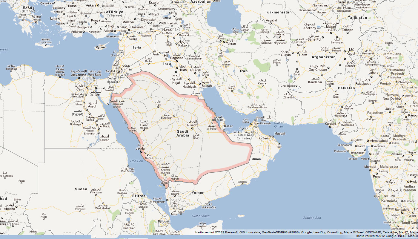 carte du Arabie Saoudite milieu est